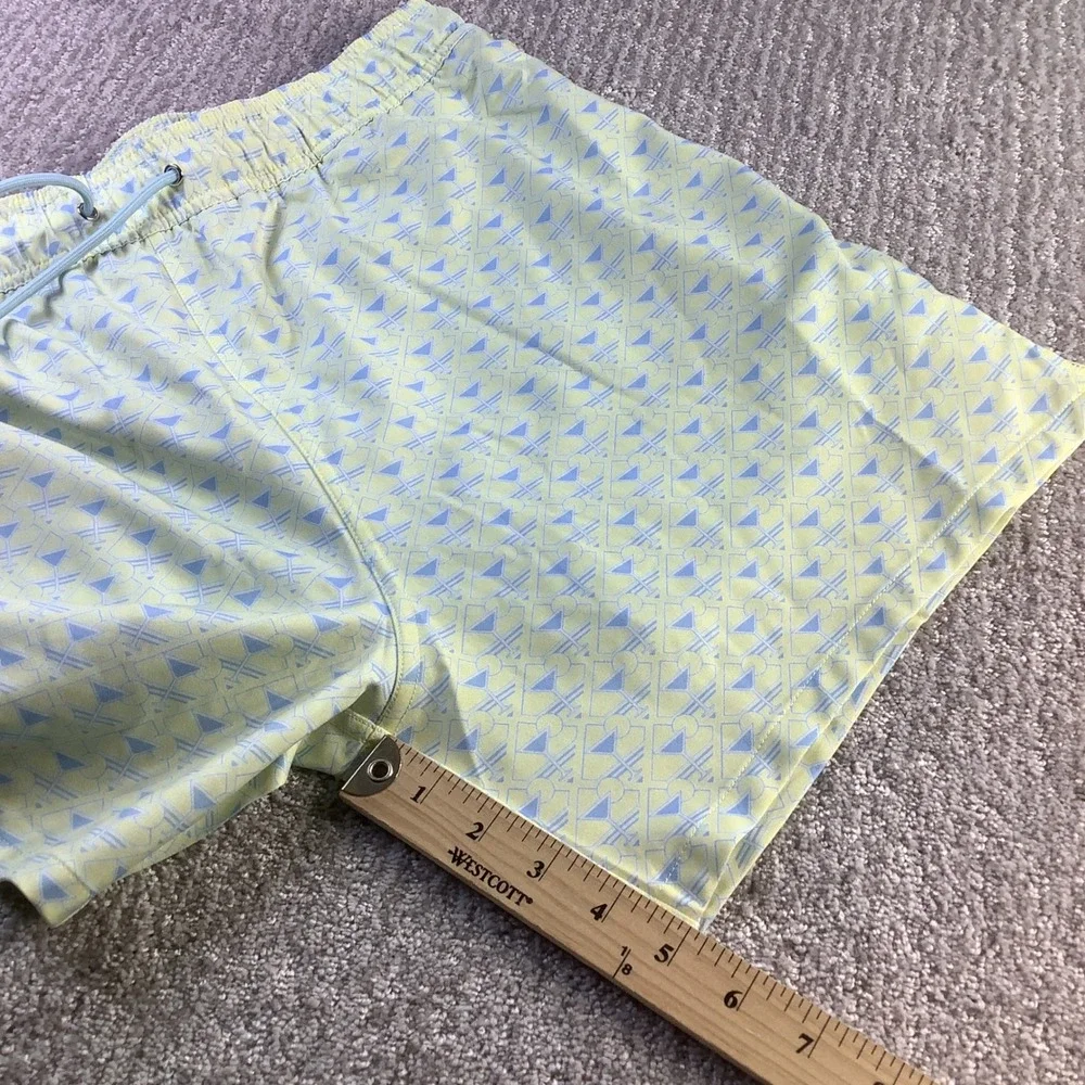 Robert Graham Mens Martini Tower Swim Trunks Yellow Blue Size L NWT